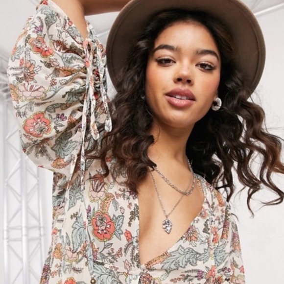 ❤️… Free People Earth Tea Combo Floral Boho dress - Picture 7 of 11